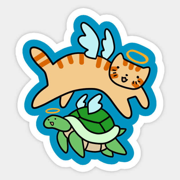 Angel Cat and Angel Turtle Sticker by saradaboru